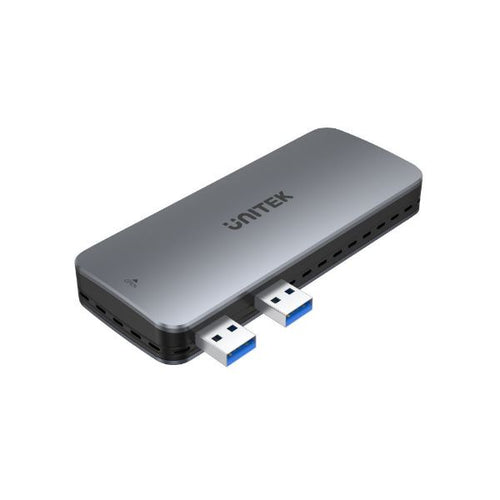 S1224A - UNITEK S1224A - PS5 External Storage. Dual USB-A 10G to M2 PCIe/NVMe Enclosure. Grey