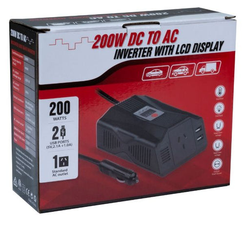 TE6-1621D - DYNAMIX TE6-1621D - 200W Power Inverter DC to AC. 12V DC Output: 230V AC Modified Sine Wave