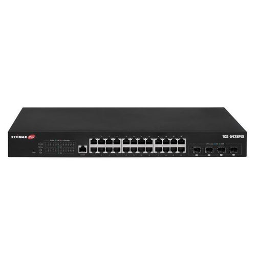 TGS-5428PLX - EDIMAX TGS-5428PLX - 28 Port 2.5GbE PoE++ L2 w/ 4x 10GbE SFP+ Ports Surveillance VLAN Switch