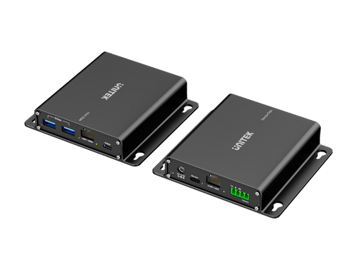 U1337B - UNITEK 100M USB 5Gbps Extender transmits USB signals over 100m via CAT6a cable. Perfect for industrial cameras, medical devices, and video calls. Features 7-port hub, low latency, and supports FSYNC, UART, RS232 protocols.
