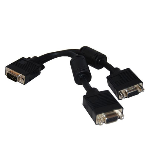 VGA201-A - DYNAMIX VGA201-A - 0.15m VGA Splitter Cable. (HD DB15M to 2x DB15F) Connect Dual VGA monitors