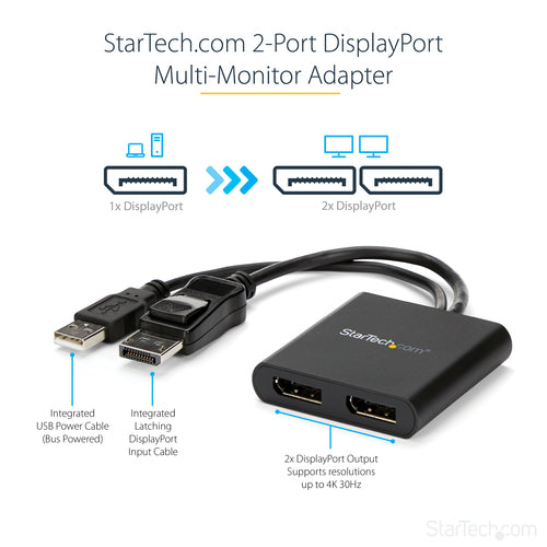 StarTech.com MSTDP122DP - MST hub - DisplayPort to 2x DisplayPort