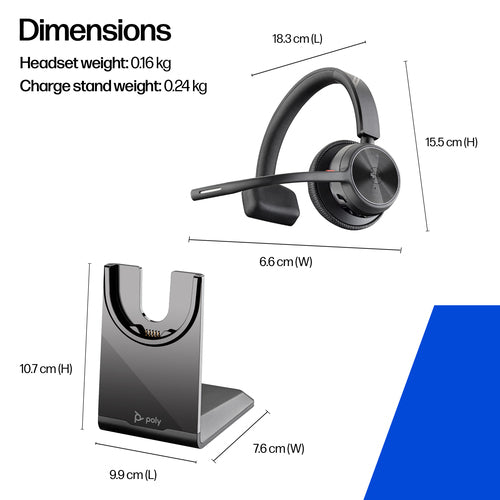 Poly Voyager 4310 Microsoft Teams Certified Headset + BT700 dongle + Charging Stand