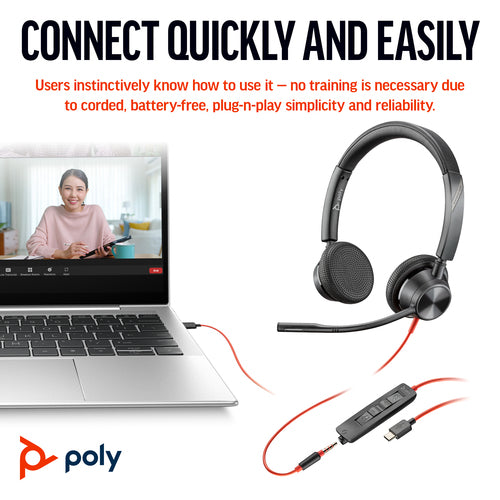 HP 8X221AA - Poly BW 3325 USB-C HS +3.5mmP +USB-C/A