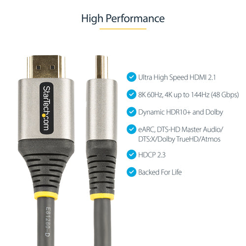 StarTech.com HDMM21V2M - 6ft 2m Certified HDMI 2.1 Cable - 8K/4K