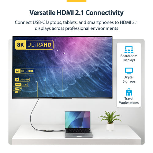 STARTECH.COM USB-C TO HDMI ADAPTER, 8K 60HZ / 4K 120HZ, USB C TO HDMI 2.1, 3 YR