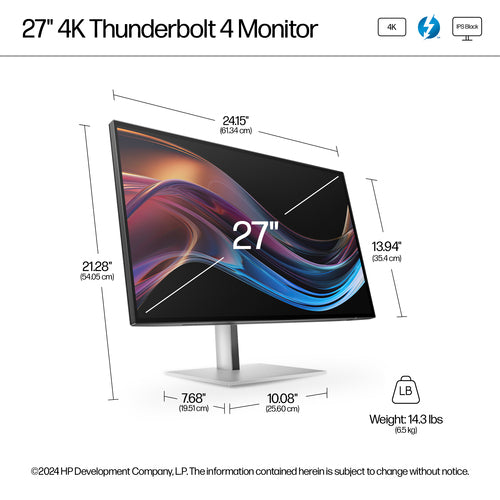 HP Series 7 Pro 727pk 27 inch 4K Thunderbolt 4 MonitorSOH ONLY