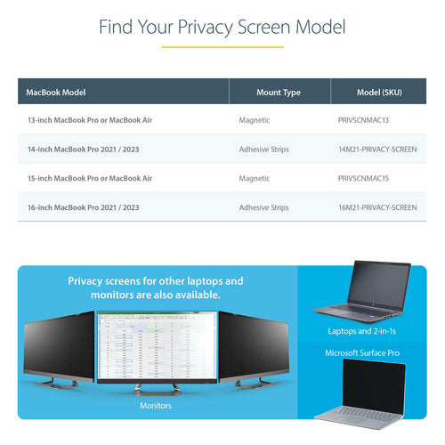 StarTech.com PRIVSCNMAC13 - Privacy Screen - MacBook -13in