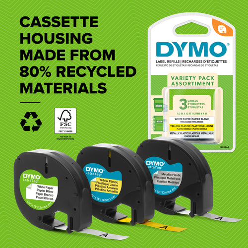10697 - Dymo LT Paper 12mm x 4m Wh 2pk