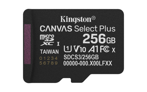 SDCS3/256GB - KINGSTON 2256GB MICROSDXC CANVAS SELECT PLUS GEN3 150MB/S A1 CARD + ADAPTER