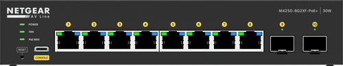 GSM4210PX-100AUS - NETGEAR   GSM4210PX-100AUS  M4250-8G2XF-POE+ DESKTOP MANAGED SWITCH 8X1G POE+ 220W AND 2X10G SFP+ AV LINE (GSM4210PX)