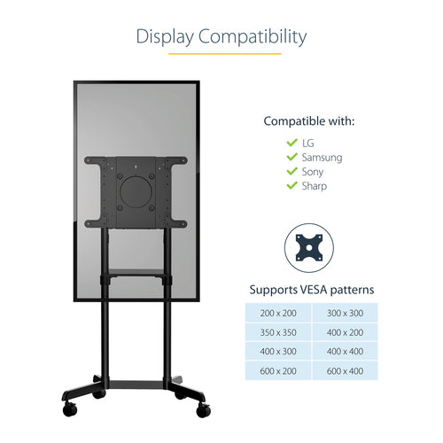 StarTech.com MBLTVSTNDEC - Mobile TV Cart/Stand 37-70in VESA Mount