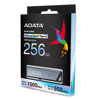 AELI-UE800-256G-CSG - ADATA UE800 Retractable USB3.2 Gen 2 Type-C 256GB External SSD 5yr wty