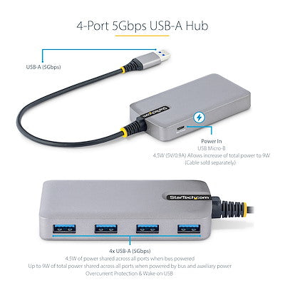 StarTech.com 5G4AB-USB-A-HUB - 4-Port USB Hub 5Gbps Bus Powered