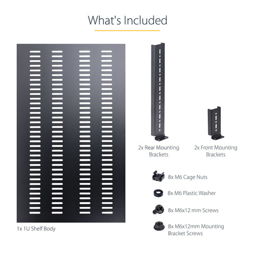 STARTECH.COM 1U 4-POST ADJUSTABLE VENTED SERVER RACK MOUNT SHELF LTW