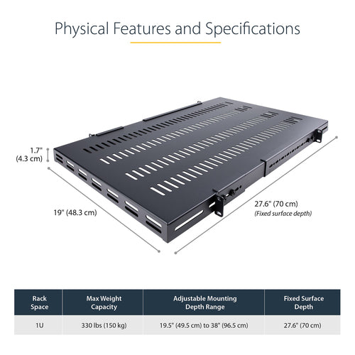 STARTECH.COM 1U 4-POST ADJUSTABLE VENTED SERVER RACK MOUNT SHELF LTW