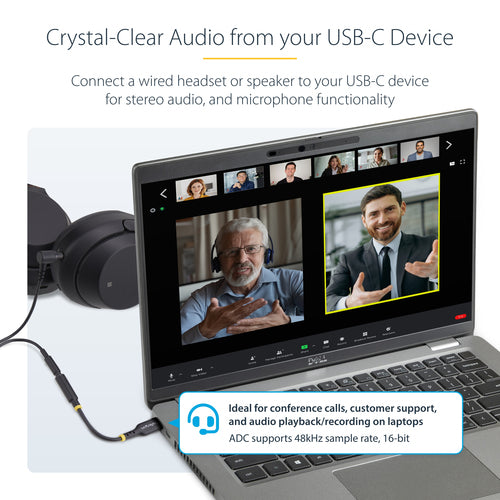 USBCAUDIO2 - STARTECH.COM USB-C AUDIO ADAPTER TO 3.5MM TRRS JACK, HEADPHONE AUX DONGLE, 2 YR