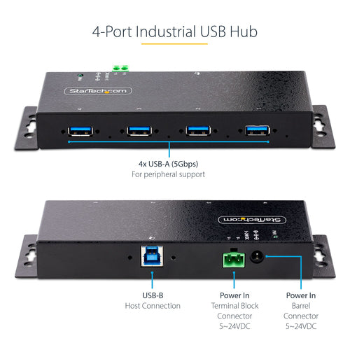 STARTECH.COM 4-PORT INDUSTRIAL USB 3.0 5GBPS HUB MOUNTABLE RUGGED USB-A HUB 2 YR