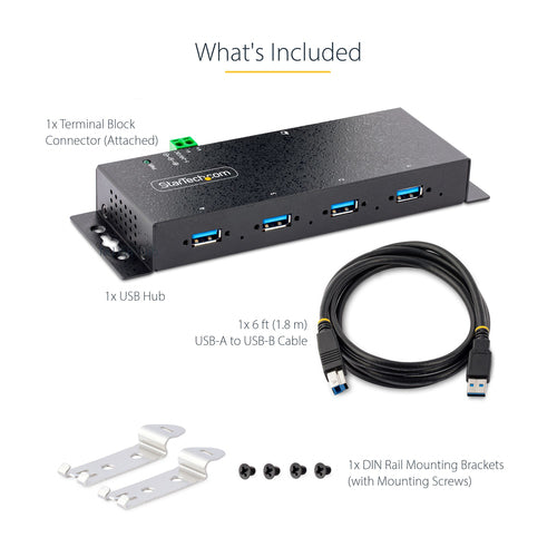 STARTECH.COM 4-PORT INDUSTRIAL USB 3.0 5GBPS HUB MOUNTABLE RUGGED USB-A HUB 2 YR
