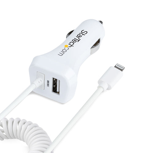 StarTech.com USBLT2PCARW2 - Lightning Car Charger w/ Cable 2 Ports