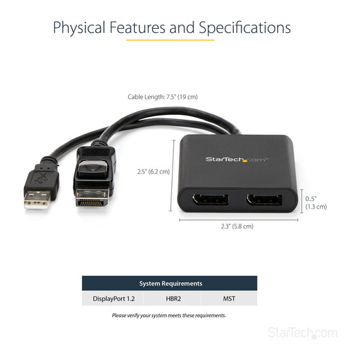 StarTech.com MSTDP122DP - MST hub - DisplayPort to 2x DisplayPort