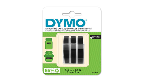 1741670 - Dymo Emb Tape 3pk Blk 9mm x 3m