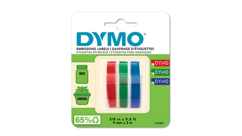 1741671 - 1741671 Dymo Coloured Embossing Tape 3 Pack 9mm x 3m