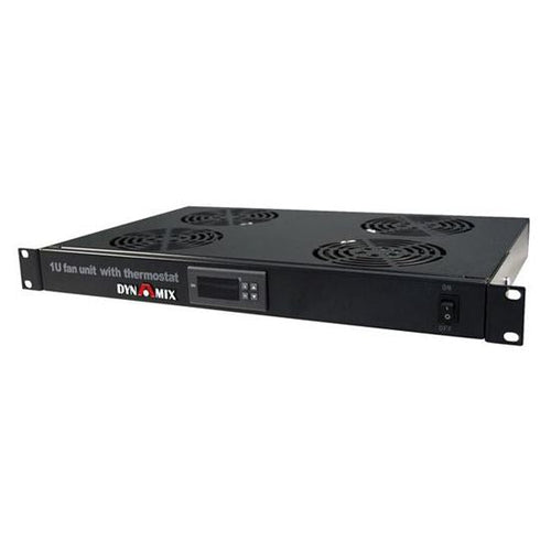 DYNAMIX 1U Fan Unit w/ Digital Thermostat 4x Fans 19'' Installation. 290mm Deep