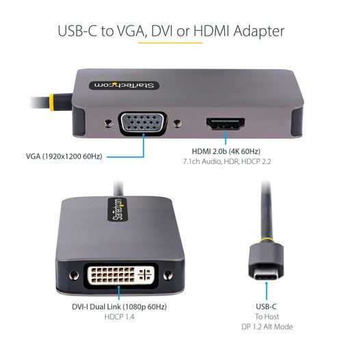 StarTech.com 118-USBC-HDMI-VGADVI - USB C Video Adapter HDMI/VGA/DVI