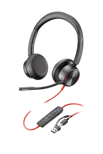 HP 8X225AA - Poly Blackwire 8225 Stereo Microsoft Teams Certified USB-C Headset+USB-C/A Adptr