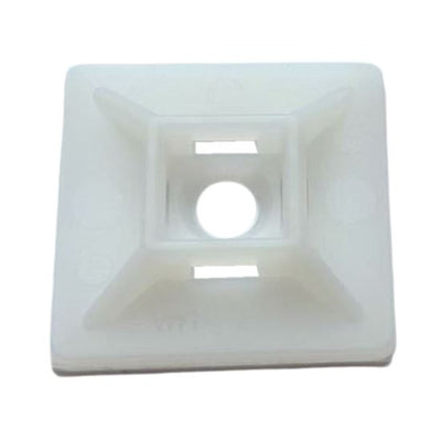 DYNAMIX 28 x 28mm Self Adhesive Natural Cable Ties Mount Pack of 100