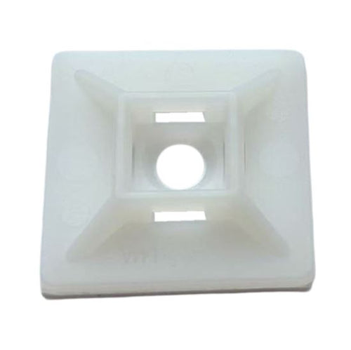 DYNAMIX 28 x 28mm Self Adhesive Natural Cable Ties Mount Pack of 100