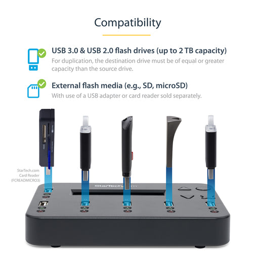 USBDUP15 - STARTECH.COM STANDALONE 1:5 USB FLASH DRIVE DUPLICATOR / COPIER AND ERASER 2 YR