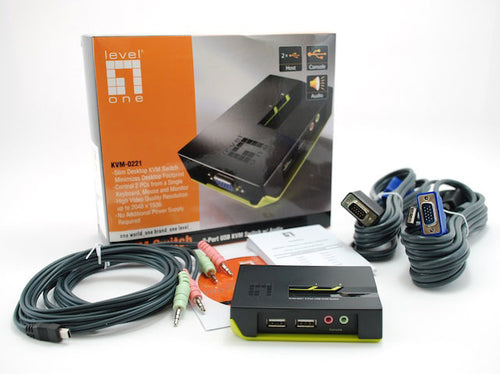 LevelOne KVM-0221 - 2-Port USB KVM Switch with Audio