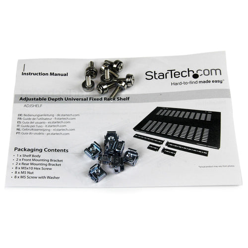 STARTECH.COM 1U ADJUSTABLE MOUNT DEPTH VENTED RACK MOUNT SHELF- 175LBS/80KG LTW