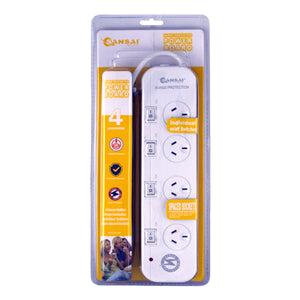Sansai 4 Way Surge Powerboard with Individual Switches SPB01