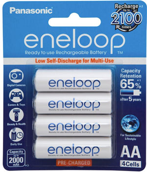 Panasonic Eneloop AA 2000mAh Rechargeable Batteries 4 Pack P