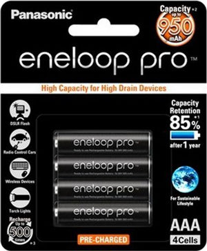 Panasonic Eneloop PRO AAA 950mAh Rechargeable Batteries 4 Pa