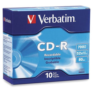 MV107 - Verbatim CD-R 700MB 52x 10 Pack with Slim Cases