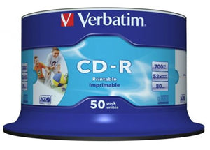 MV129 - Verbatim CD-R 700MB 52x Weiß Inkjet bedruckbar 50er Spindel