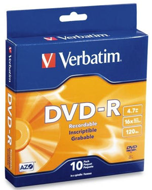 MV244 - Verbatim DVD-R 4.7GB 16x 10 Pack on Spindle