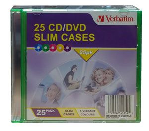 MV823 - Verbatim CD/DVD 25 Pack Coloured Slim Cases