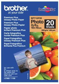 BBP640 - Brother BP71GP20 6x4 Premium Glossy Photo Paper 260GSM 20 Sheets