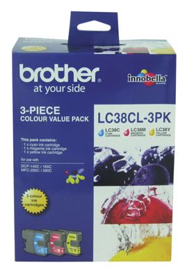 BCK13 - Brother LC38CL3PK CMY Colour Ink Cartridges (Triple Pack)