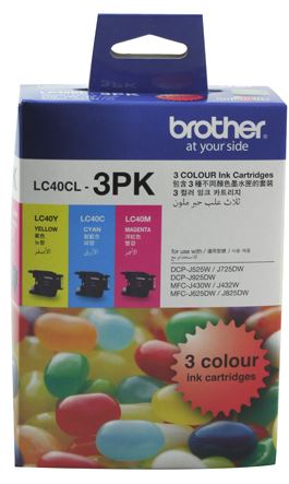 BCK23 - Brother LC40CL3PK CMY Colour Ink Cartridges (Triple Pack)
