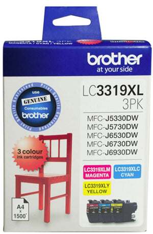 Brother LC3319XL3PK 3 pack CMY High Yield Ink Cartridges