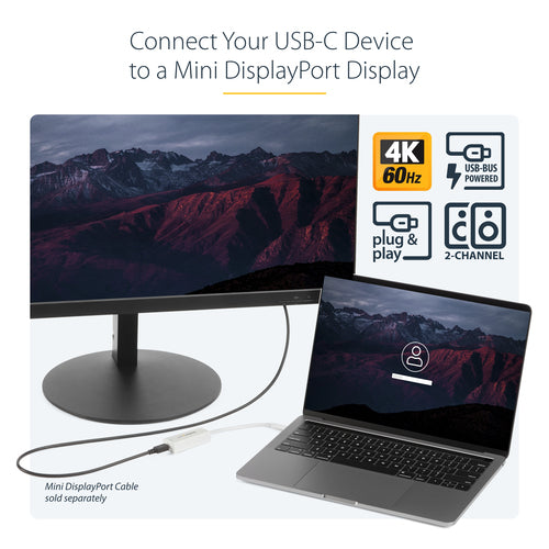 StarTech.com CDP2MDP - USB-C to Mini DisplayPort Adapter - 4K60