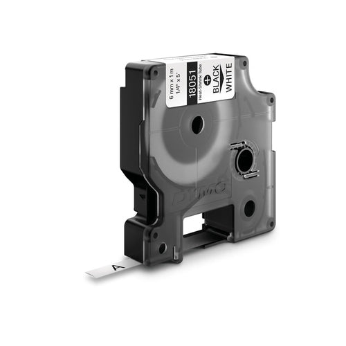 DYMO 18051 - Genuine Rhino Industrial Labels- Heat Shrink 6mm Black on White. industrial grade