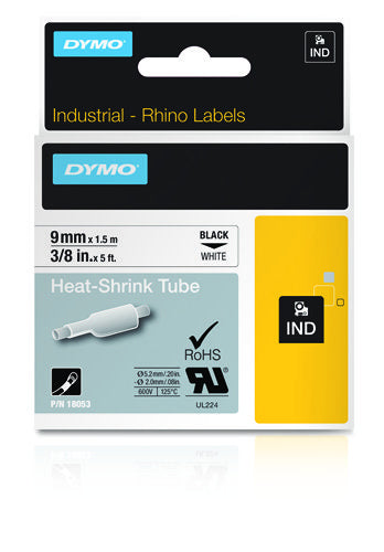 18053 - Dymo Rhno Tube Ht Shrk 9mm Wht