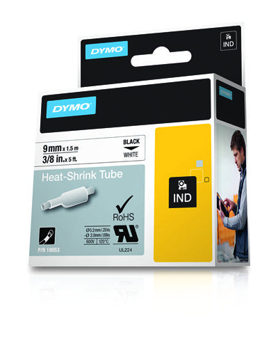 18053 - Dymo Rhno Tube Ht Shrk 9mm Wht